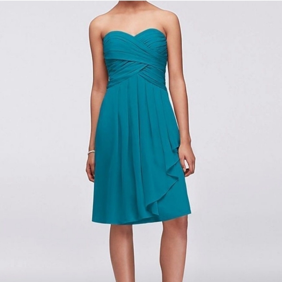 David’s Bridal Bridesmaid Strapless Dress Size 8 Gem Color - Picture 1 of 14